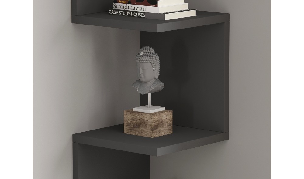 Raft de perete, Zikzak, Antracit, 105 x 25 x 25 cm