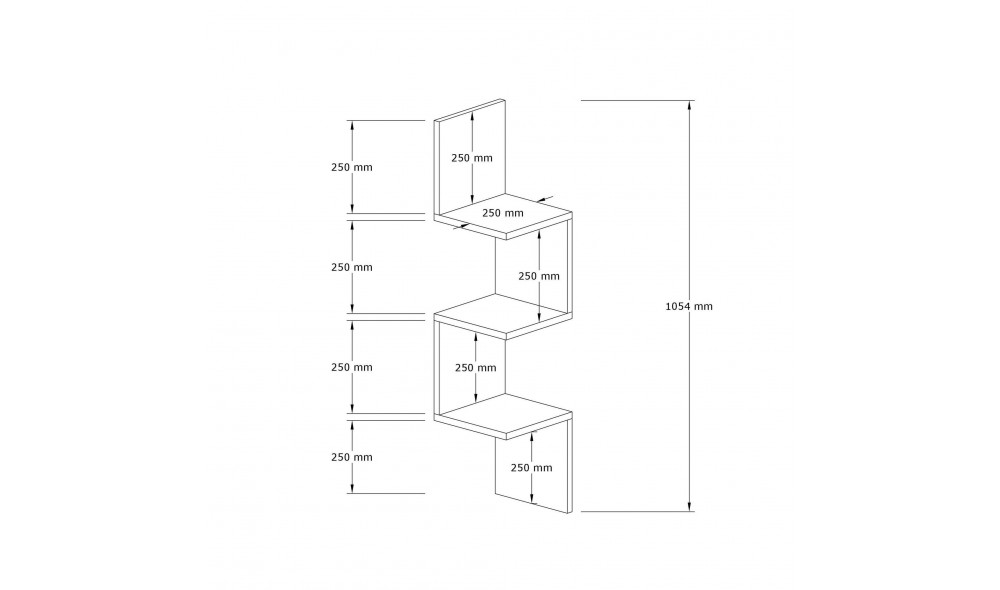 Raft de perete, Zikzak, Safir, 105 x 25 x 25 cm