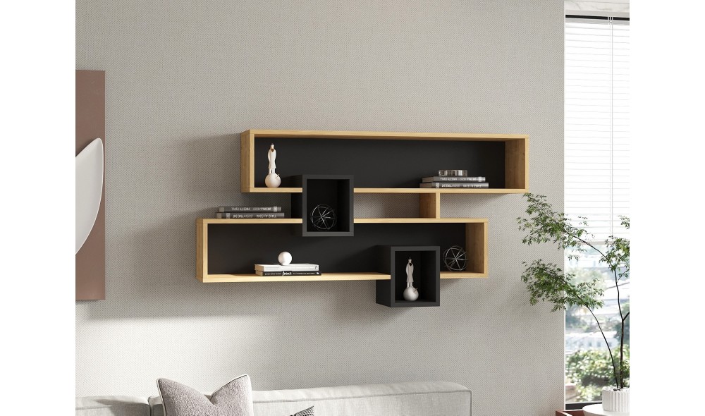 Raft de perete, Karen, SafirAntracit, 120 x 72 x 22 cm