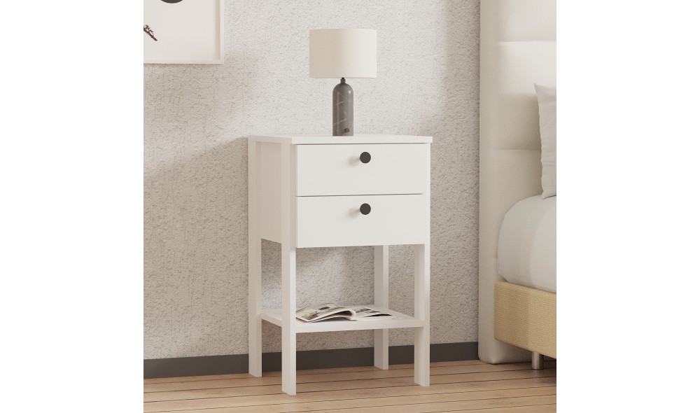 Noptiera, Ruzisa v2, Alb, 44 x 75 x 44 cm