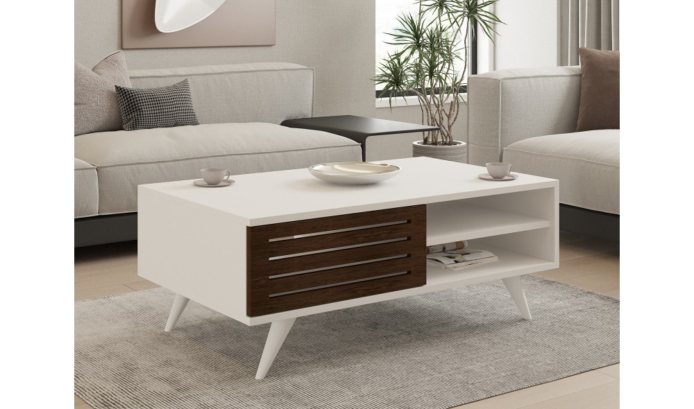 Masuta de cafea, Grande, NucAlb, 100 x 42 x 60 cm