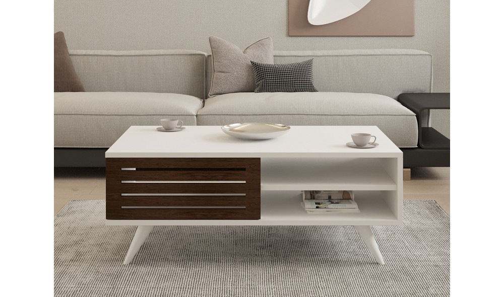 Masuta de cafea, Grande, NucAlb, 100 x 42 x 60 cm