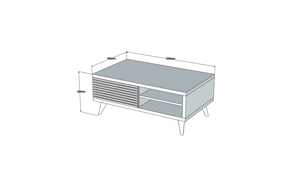 Masuta de cafea, Grande, NucAlb, 100 x 42 x 60 cm