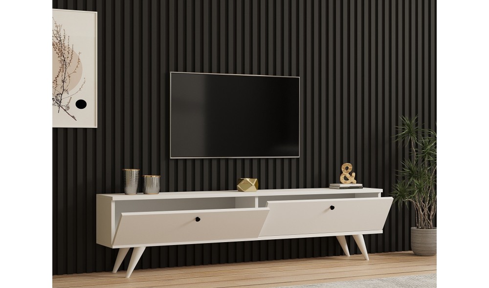 Suport TV, Paris, Alb, 160 x 40 x 25 cm