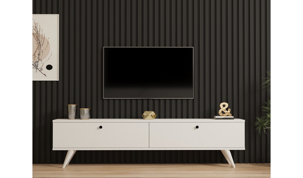 Suport TV, Paris, Alb, 160 x 40 x 25 cm