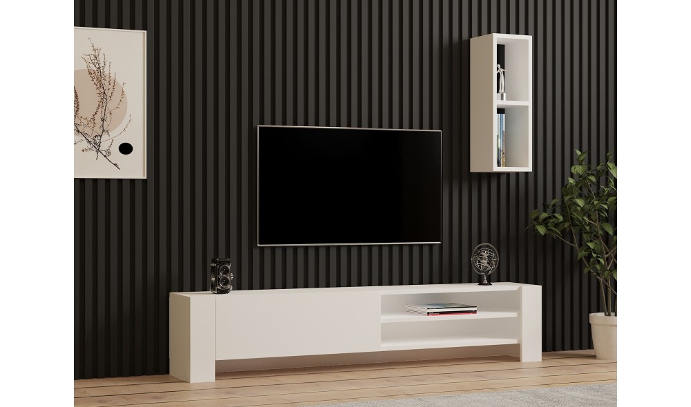 Unitate TV, Naz, Alb, 160 x 33 x 27 cm