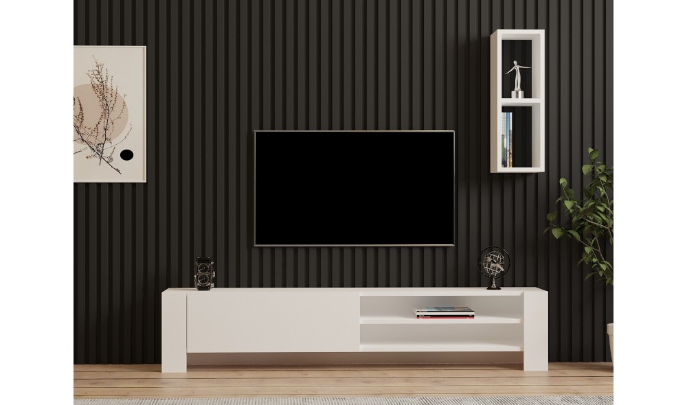 Unitate TV, Naz, Alb, 160 x 33 x 27 cm