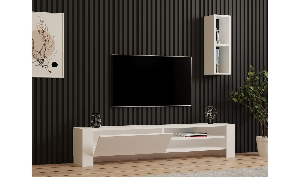 Unitate TV, Naz, Alb, 160 x 33 x 27 cm
