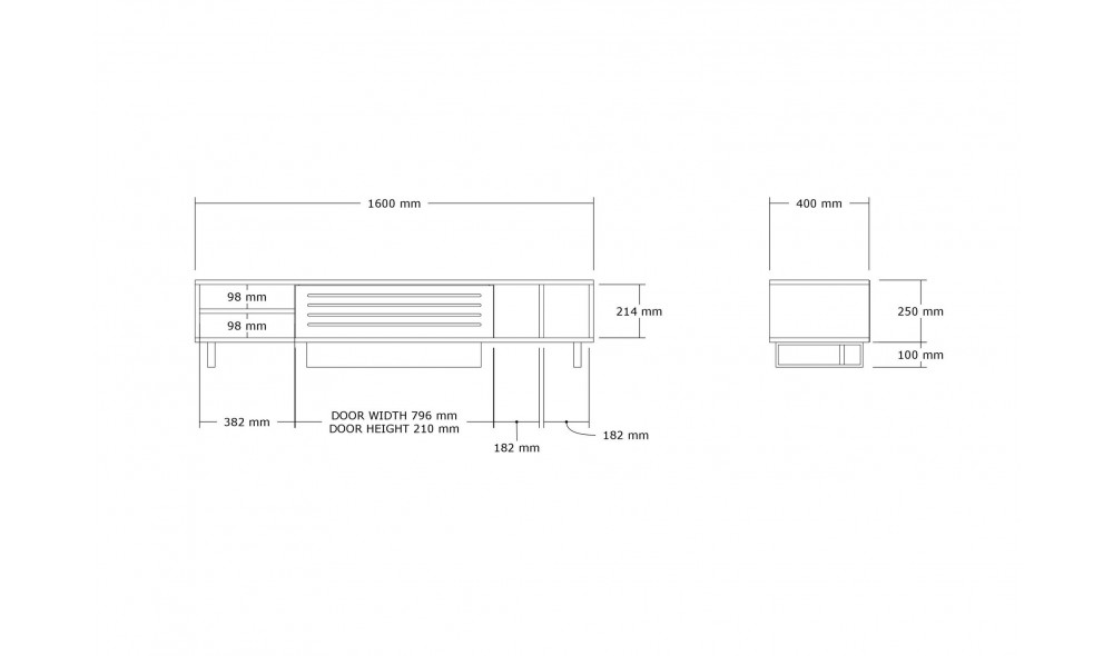 Suport TV, Safir, SafirAntracit, 160 x 35 x 40 cm