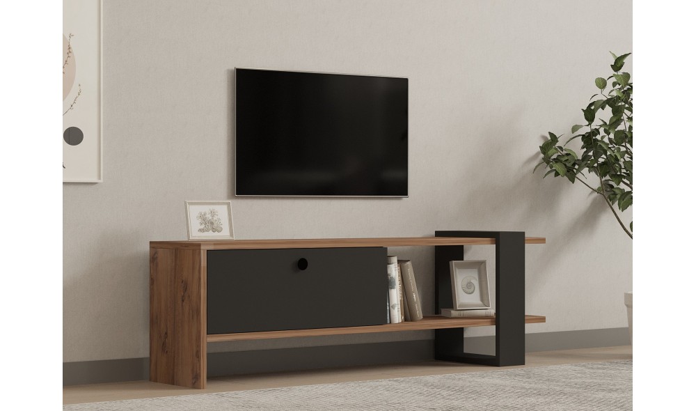 Suport TV, Ova, StejarAntracit, 120 x 37 x 25 cm