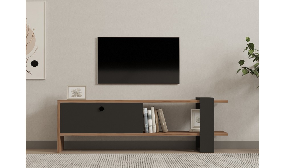 Suport TV, Ova, StejarAntracit, 120 x 37 x 25 cm