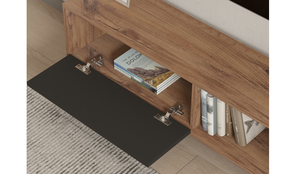 Suport TV, Ova, StejarAntracit, 120 x 37 x 25 cm