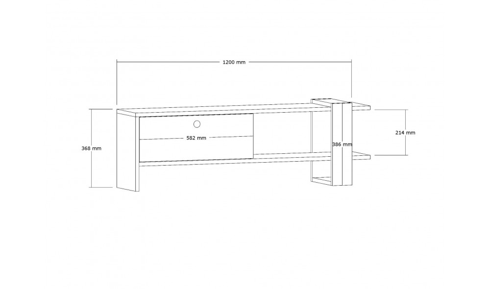 Suport TV, Ova, StejarAntracit, 120 x 37 x 25 cm