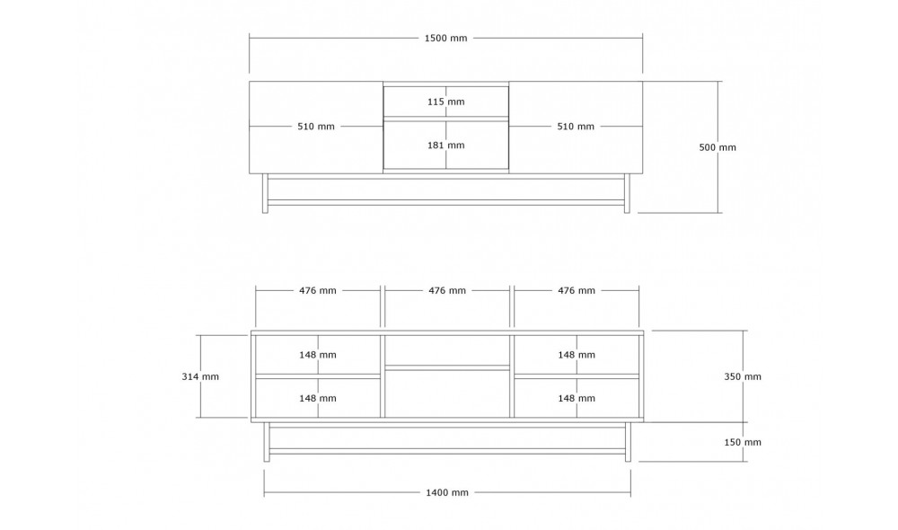 Suport TV, Wood, Nuc, 150 x 50 x 41 cm