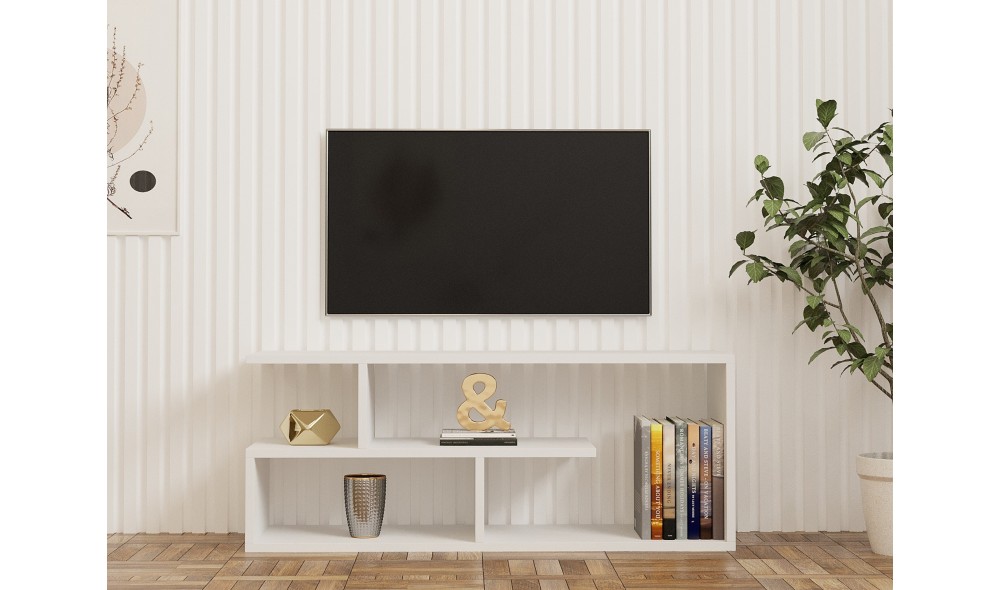 Suport TV, Cafu, Alb, 100 x 40 x 30 cm