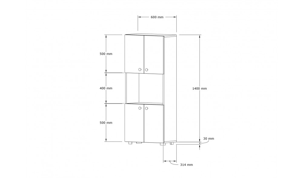 Dulap de bucatarie, Efe, Nuc, 60 x 140 x 31 cm