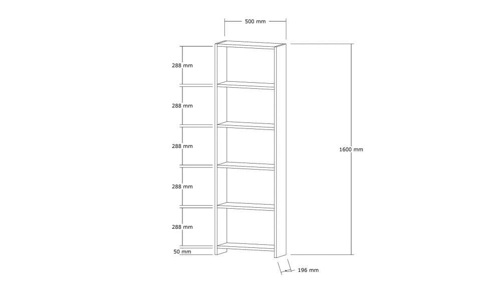 Raft pentru carti, New, Alb, 160 x 50 x 20 cm