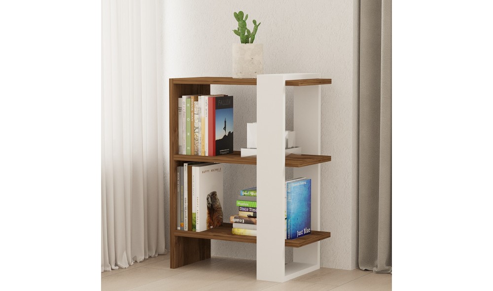 Raft pentru carti, Gaye, NucAlb, 52 x 70 x 25 cm