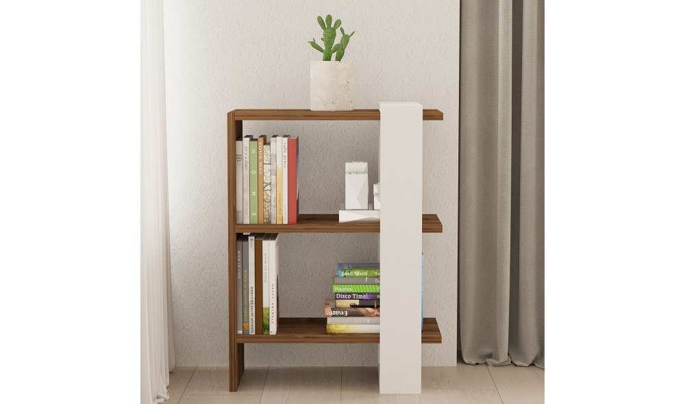 Raft pentru carti, Gaye, NucAlb, 52 x 70 x 25 cm