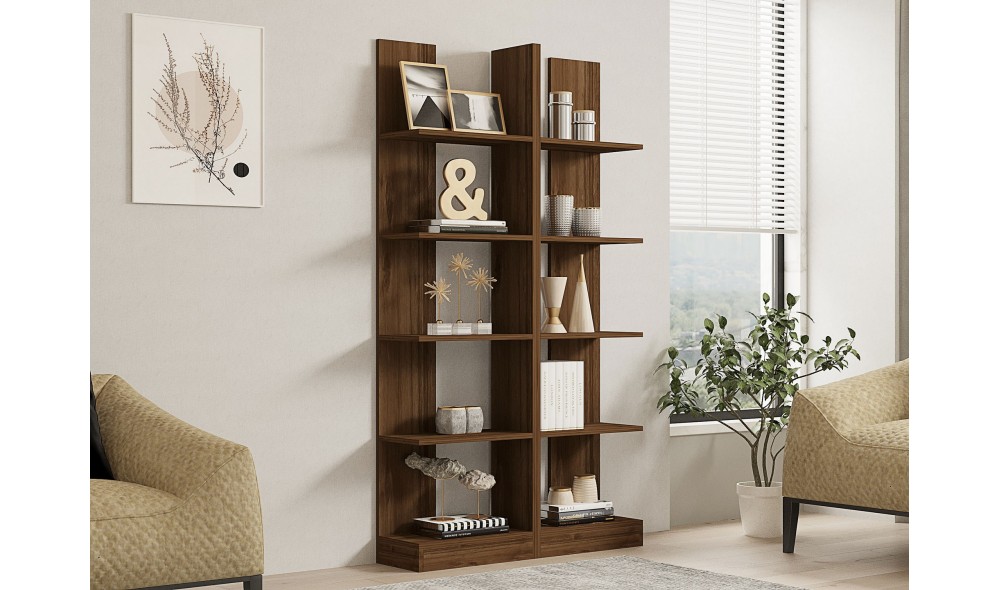 Raft pentru carti, Ikiz, Nuc, 100 x 187 x 26 cm