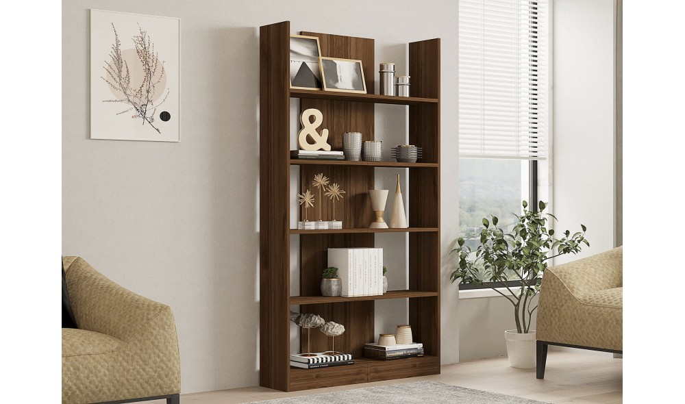 Raft pentru carti, Ikiz, Nuc, 100 x 187 x 26 cm