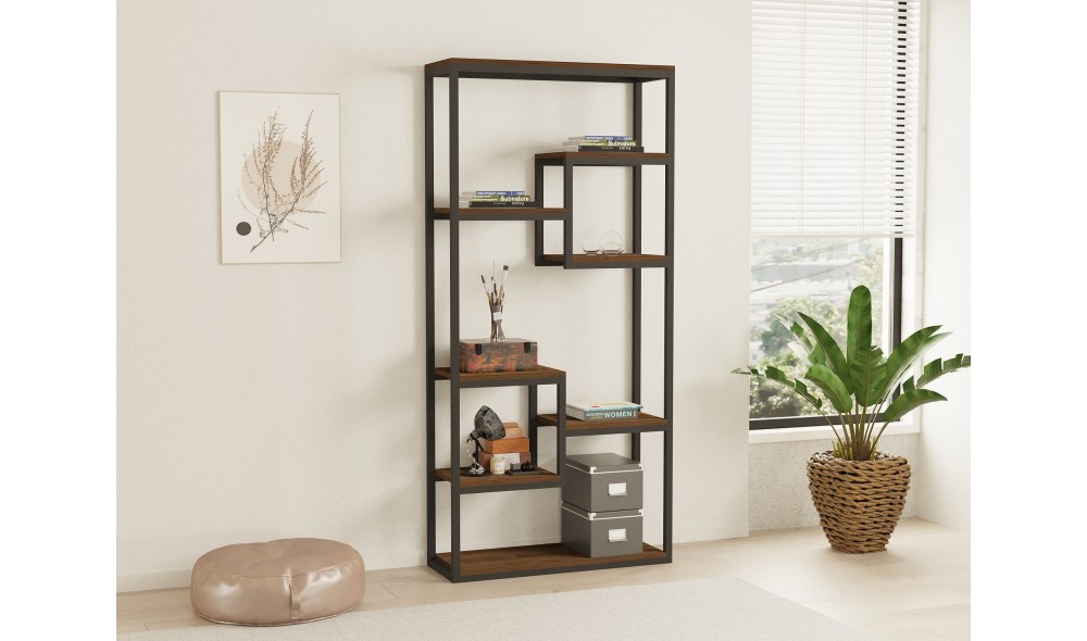 Raft pentru carti, Emina, NucNegru, 85 x 182 x 29 cm