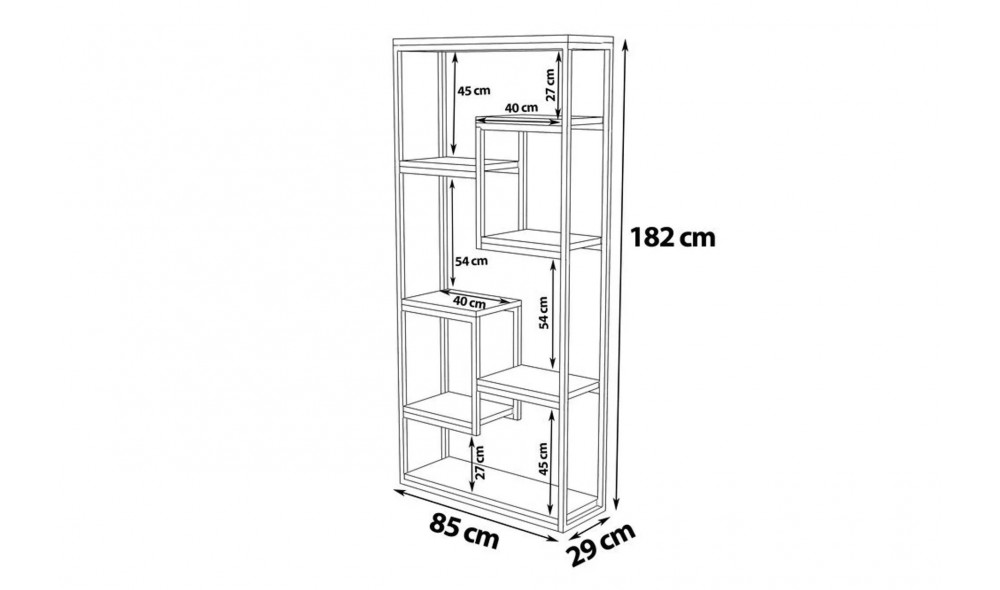 Raft pentru carti, Emina, NucNegru, 85 x 182 x 29 cm