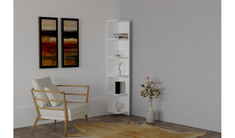 Raft pentru carti, Ravella, Alb, 25 x 160 x 25 cm