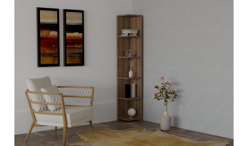 Raft pentru carti, Levanzo, Nuc, 25 x 160 x 25 cm