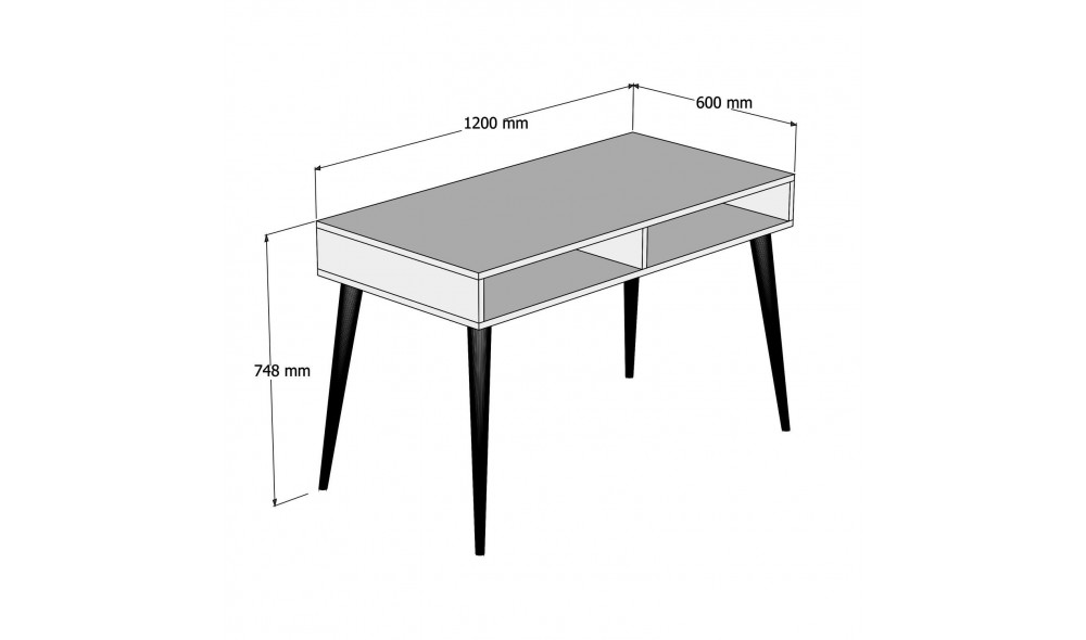 Birou de studiu, Cisto, Alb, 120 x 75 x 60 cm