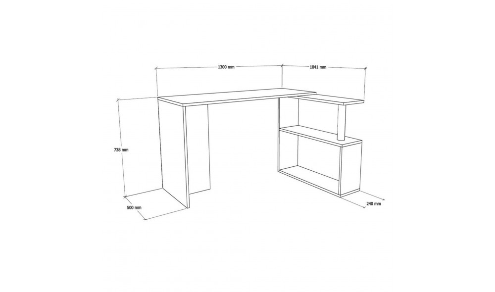 Birou de studiu, Cayko, Pinul Atlantic, 130 x 74 x 50 cm