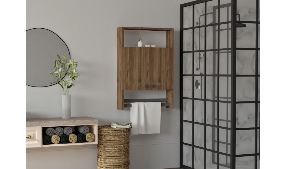 Dulap de baie, Ela, Nuc, 60 x 87 x 15 cm