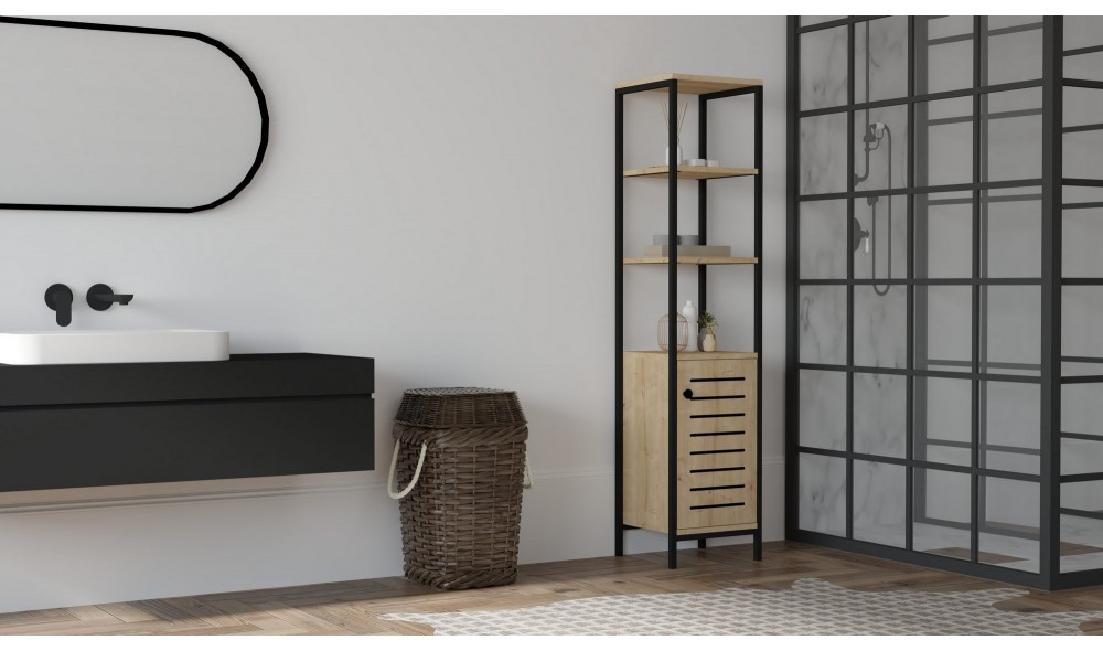 Dulap de baie, Gala, SafirNegru, 38 x 162 x 34 cm