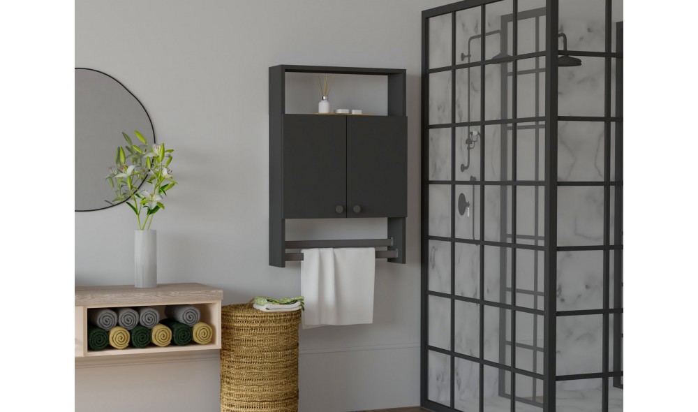 Dulap de baie, Ela, Antracit, 60 x 87 x 15 cm