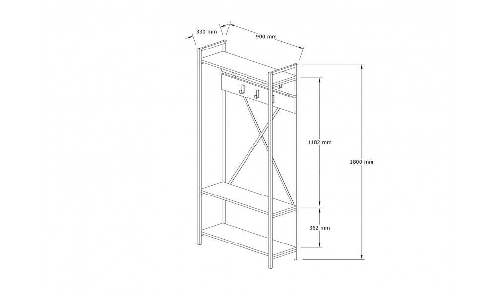 Sala Stand Alfa - Alb 90 x 180 x 34 cm