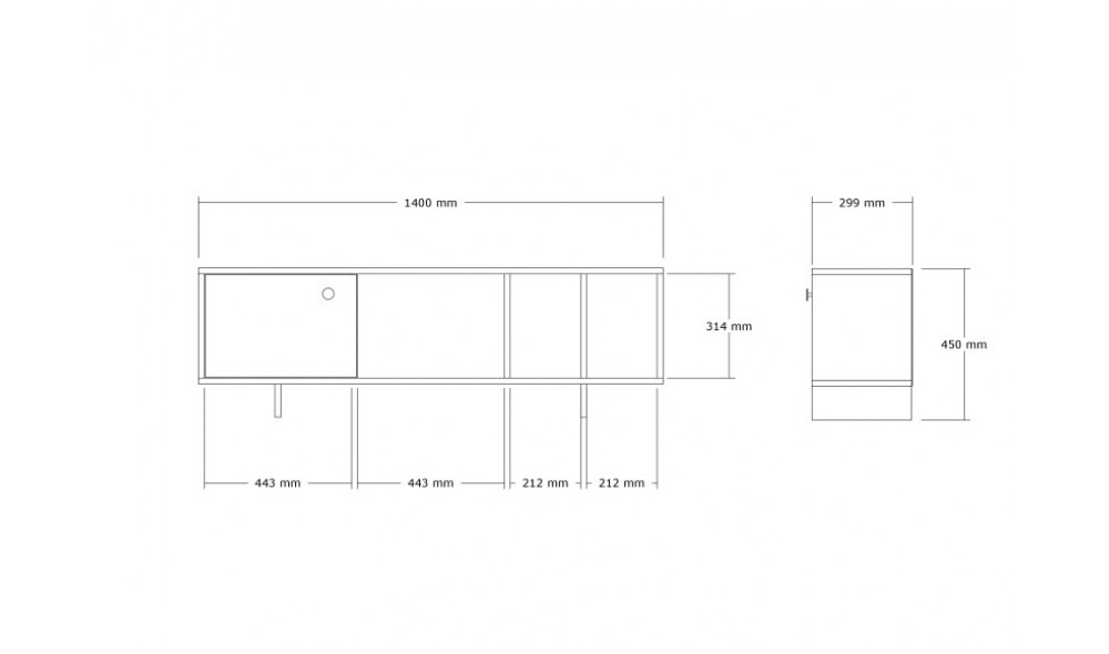Suport TV, Folsom, Pinul Atlantic, 140 x 45 x 29 cm