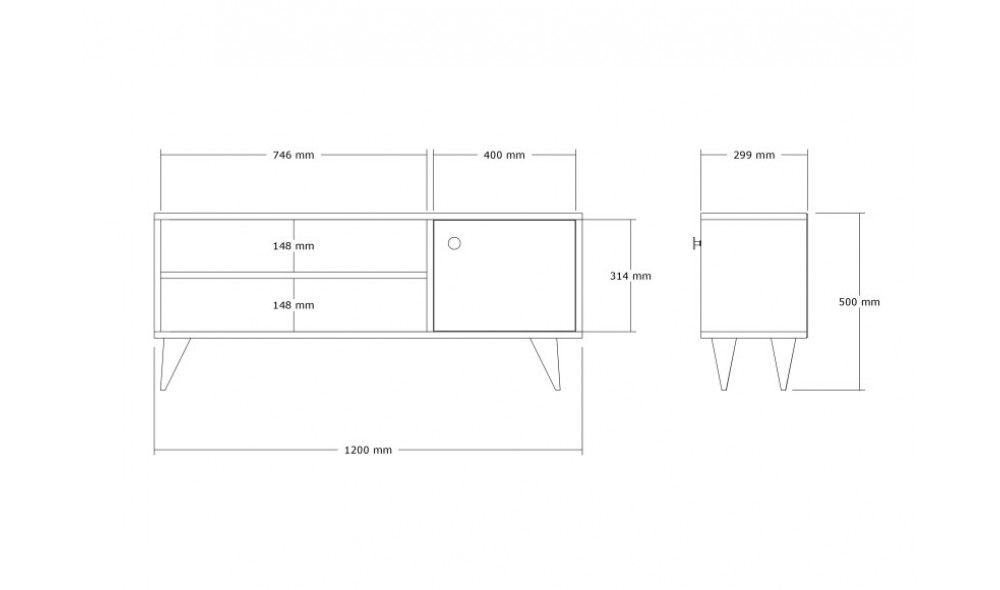 Suport TV, Jena, Pinul Atlantic, 120 x 50 x 29 cm