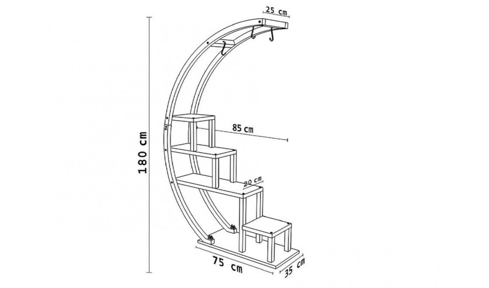 Raft pentru carti, Garden, Pinul AtlanticNegru, 85 x 180 x 35 cm