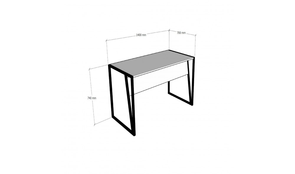 Birou de studiu, Cunda, SafirNegru, 140 x 74 x 70 cm