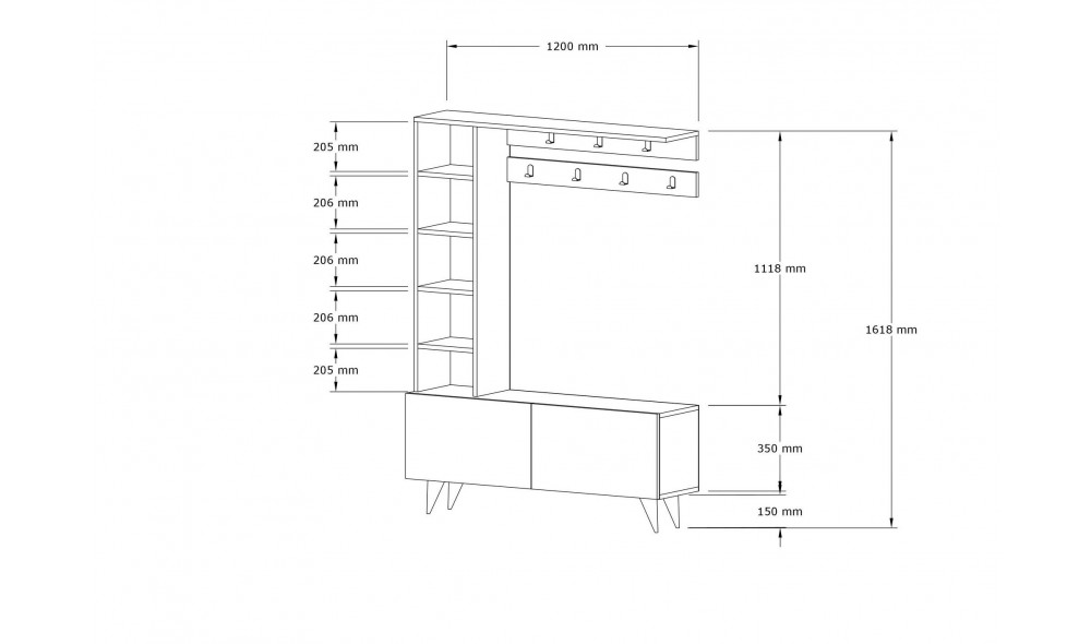 Antreu, Hale, Nuc, 120 x 162 x 32 cm