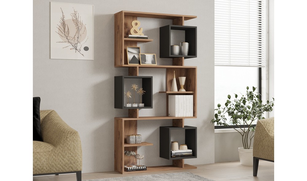 Raft pentru carti, Icardi, Pinul AtlanticAntracit, 90 x 172 x 25 cm