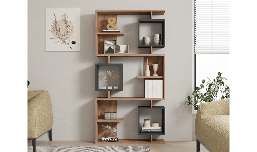 Raft pentru carti, Icardi, Pinul AtlanticAntracit, 90 x 172 x 25 cm