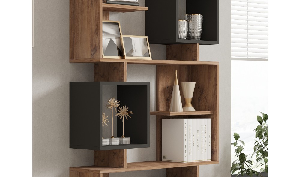 Raft pentru carti, Icardi, Pinul AtlanticAntracit, 90 x 172 x 25 cm