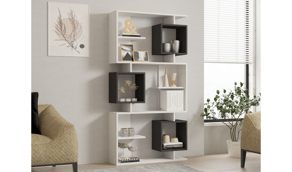 Raft pentru carti, Icardi, AlbAntracit, 90 x 172 x 25 cm