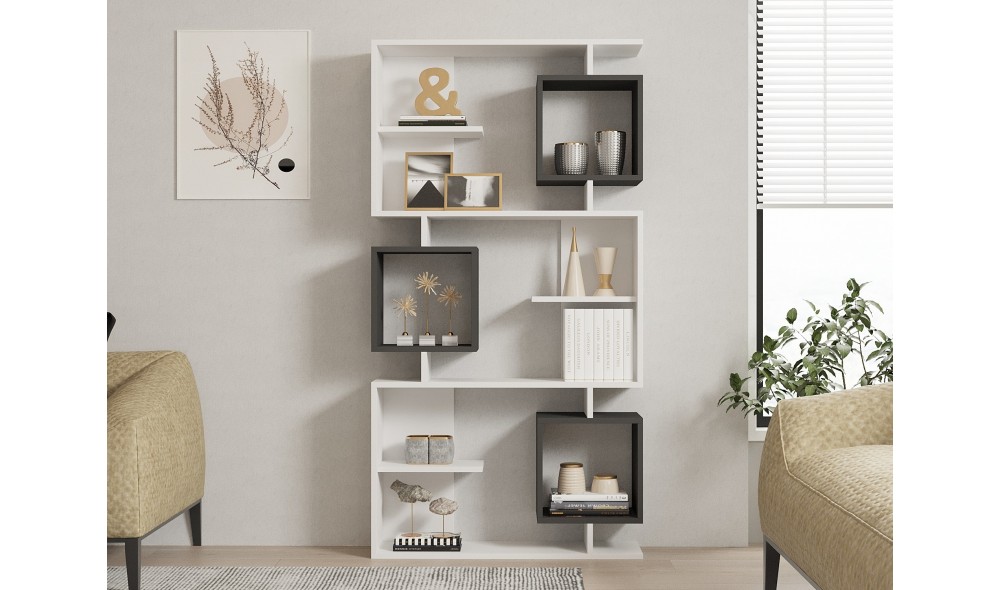 Raft pentru carti, Icardi, AlbAntracit, 90 x 172 x 25 cm