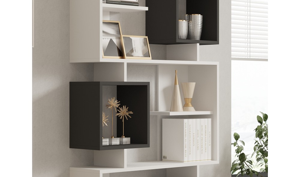 Raft pentru carti, Icardi, AlbAntracit, 90 x 172 x 25 cm