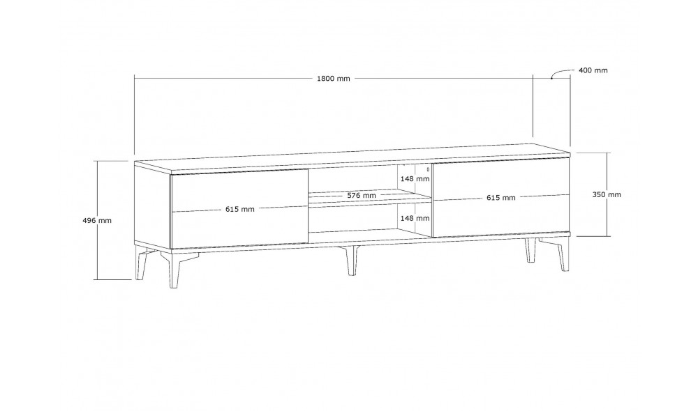 Suport TV, Erem, NucNegru, 180 x 45 x 40 cm
