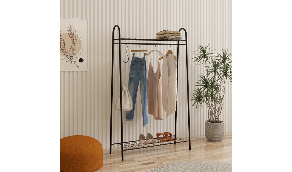 Cuier, Riley, Negru, 145 x 89 x 33 cm