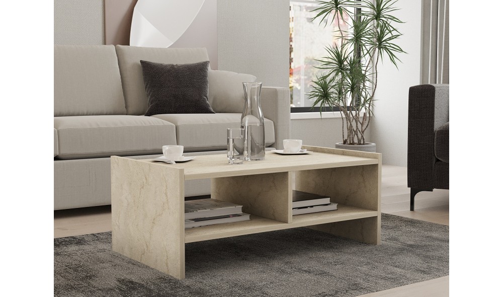 Masuta de cafea, Pera, Travertin, 90 x 35 x 50 cm