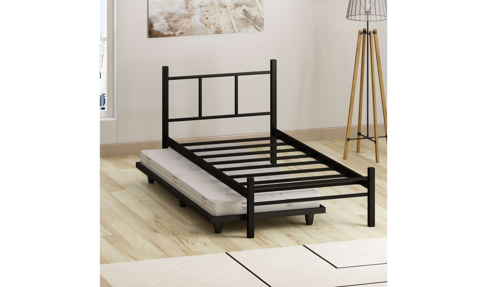 Pat de o persoana, Yavrulu - 80x180 cm, Negru